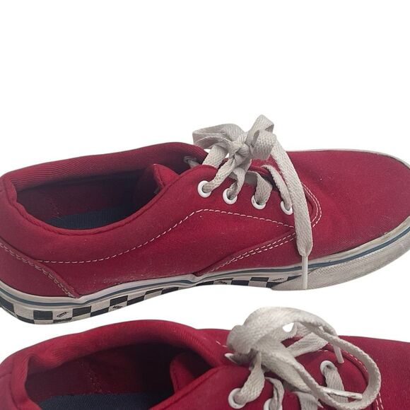 Vans Off The Wall Red Canvas Skateboard Sneakers Youth size 3 Lace Checked sole - Picture 8 of 16